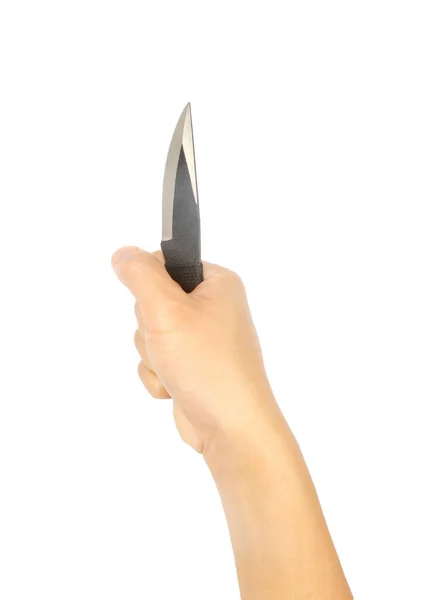 Handgesten Und Männliche Symbole Die Ein Messer Isoliert Auf Weißem — Stockfoto