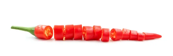 Bliska Świeże Czerwone Chili Pokrojone Pikantne Przyprawy Pojęcie Surowych Składników — Zdjęcie stockowe