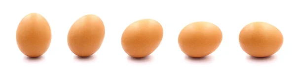 Close Dari Satu Set Telur Ayam Cokelat Tunggal Terisolasi Pada — Stok Foto