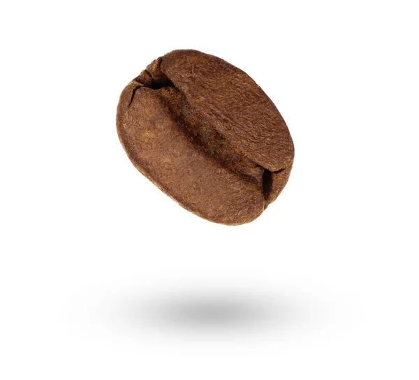 Närbild Textur Nyrostade Kaffebönor Levitera Med Skugga Enda Böna Isolerad — Stockfoto