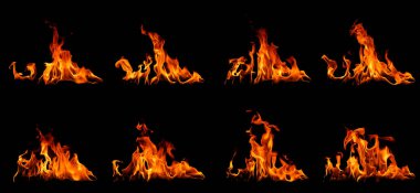 Gece soyutlamalarında yangından çıkan ısı enerjisini yakan şenlik ateşini yakmak. Turuncu-sarı. Siyah arkaplanda izole.