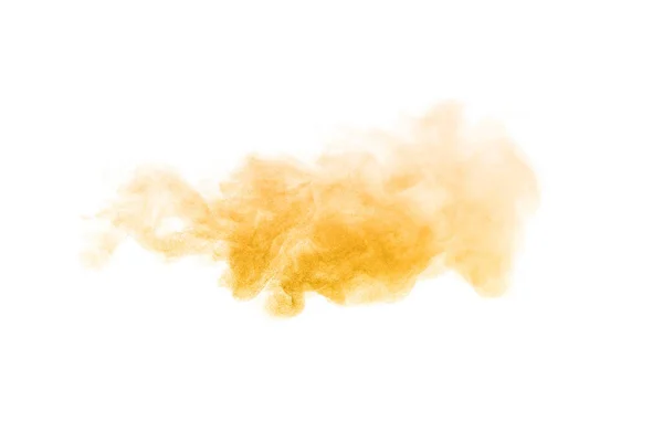 Guldstoftpulverexplosion Konsistensen Abstrakt Och Stänk Flyter Vit Bakgrund — Stockfoto