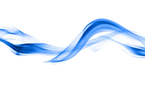 蓝烟群的涡旋运动 在白色背景上孤立的抽象线 — 图库照片