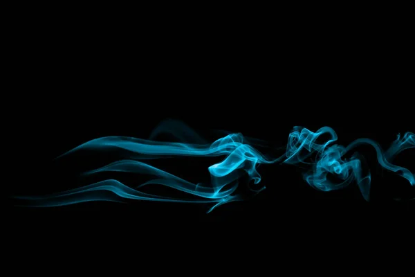 Swirling Movement Blue Smoke Group Abstract Line Isolated Black Background — Stock Photo, Image