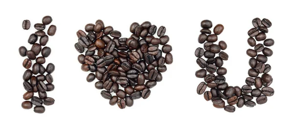 Close Top View Texture Pile Freshly Roasted Coffee Beans Characters — ストック写真