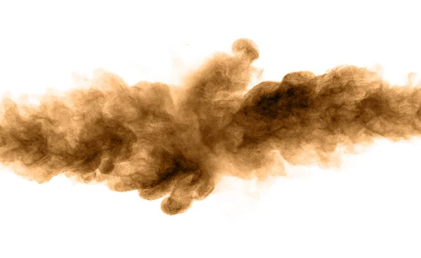 Brown Black Dust Powder Explosion Texture Abstract Splashes Float White — Stock Photo, Image