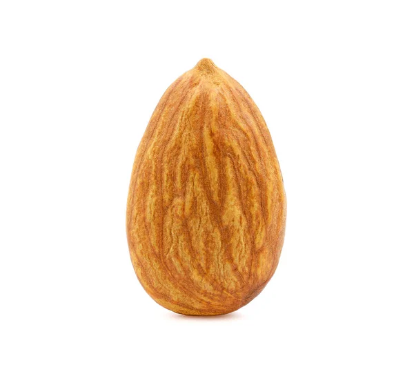 Raw Almond Nut Close Macro Healthy Food Ingredients Isolated White — Fotografia de Stock