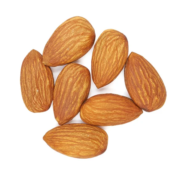 Top View Heaps Raw Almond Nuts Macro Close Healthy Hood — Stockfoto