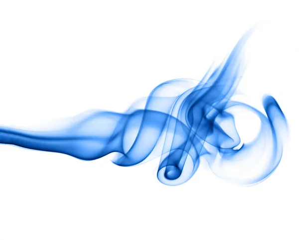 蓝烟或雾群的旋转运动 在白色背景上孤立的抽象线 — 图库照片