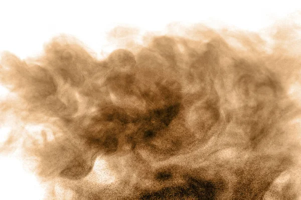 Explosión Polvo Negro Marrón Textura Abstracta Salpicaduras Flotan Sobre Fondo — Foto de Stock