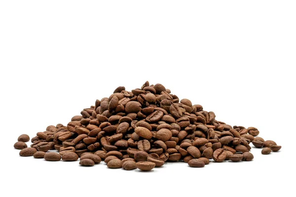 Close Texture Pile Freshly Roasted Coffee Beans Isolated White Background — Stock Photo, Image
