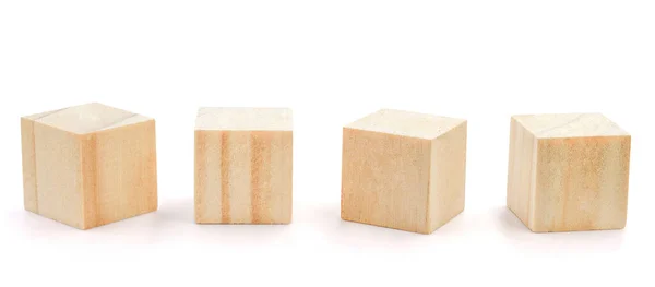 Holzblöcke Mit Geometrischen Würfeln Isoliert Auf Weißem Hintergrund Spielzeug Für — Stockfoto