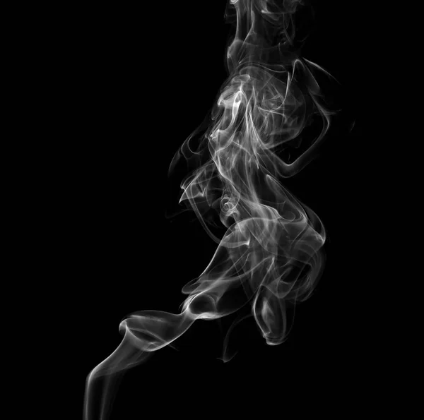 Swirling Abstract White Smoke Movement Isolated Black Background — Stock Photo, Image