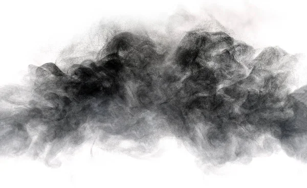 Nahaufnahme Staub Abstrakter Schwarzer Smog Der Darüber Aufsteigt Wirbelt Isoliert — Stockfoto