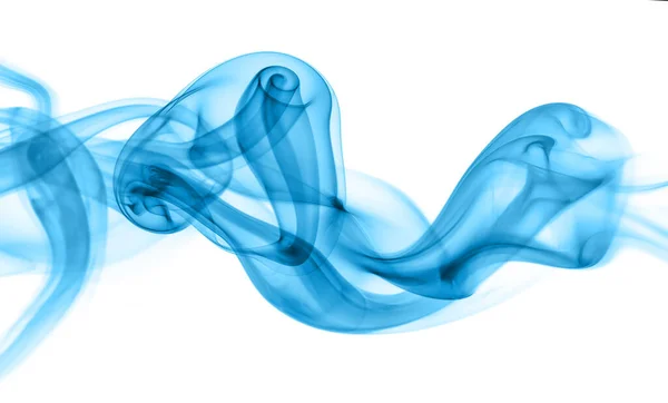青い煙または霧のグループの渦巻く動き 白い背景に隔離された抽象的な線 — ストック写真