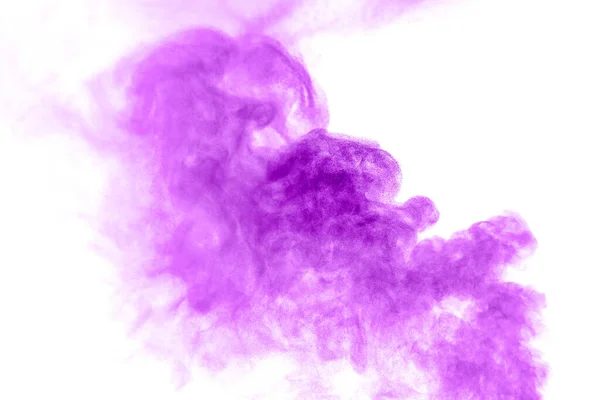 Purple Dust Powder Explosion Texture Abstract Splashes Float White Background — Stockfoto