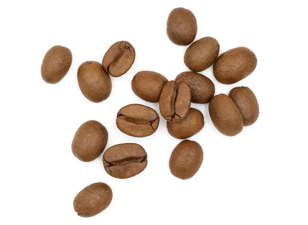 Close Top View Texture Pile Freshly Roasted Coffee Beans Isolated — Stock Photo, Image