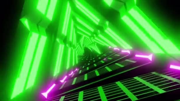 Bakgrund Grön Rörlig Tunnel Form Triangel Loop Animation — Stockvideo