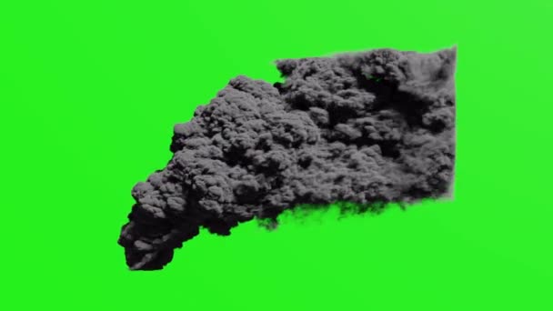 Thick Black Smoke Explosion Green Background — Αρχείο Βίντεο