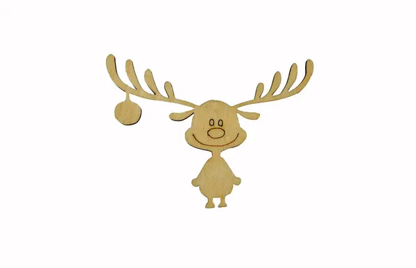 Wooden Christmas toy deer on a white background. positive — Stock Photo, Image