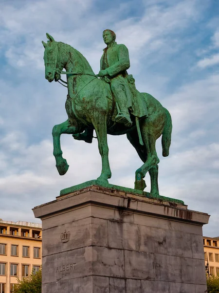 Statua Equestre Alberto Bruxelles Belgio — Foto Stock
