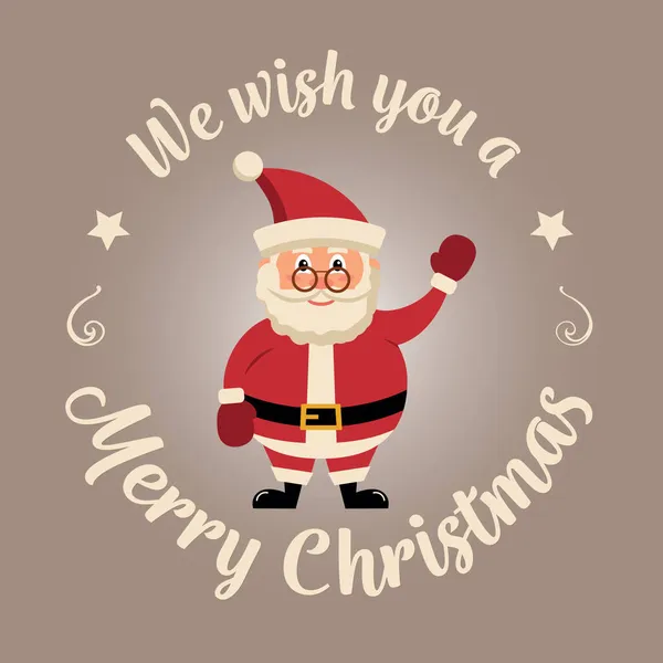 Бажаємо Веселого Різдвяного Квадратного Банера Різдво Смішними Санта Клаусом Векторні — стоковий вектор