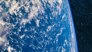 Uzayda mavi dünya yüzeyi. Bu görüntünün elementleri NASA tarafından desteklenmektedir