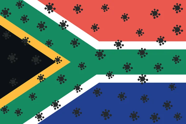 Virus Cells Illustration South Africa Flag Vector Illustration Covid Coronavirus — Stock Vector