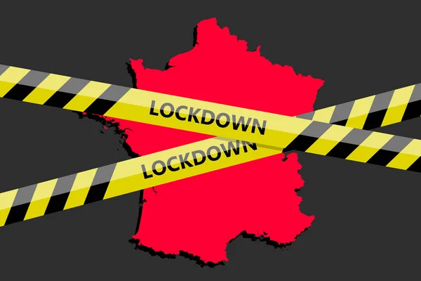 Ταινία Κλειδώματος Πάνω Από Γαλλική Κρατική Σιλουέτα Απειλή Από Τον — Διανυσματικό Αρχείο