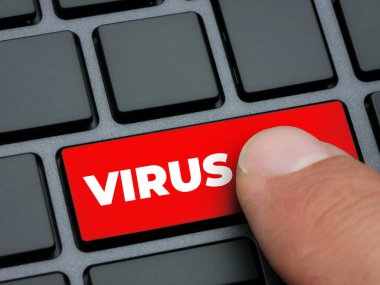 Bilgisayar klavyesindeki kırmızı virüs tuşuna bas