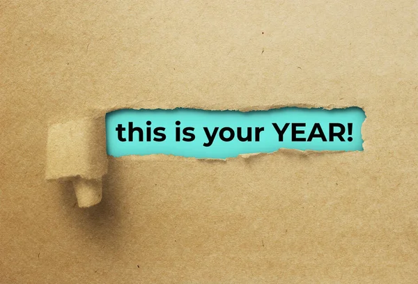 Torn Twisted Paper Strip Revealing Your Year — Stock Photo, Image