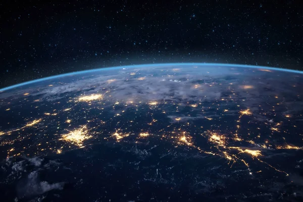 Atmosphere Earth Space View Planet Earth City Lights Elements Image — Stock Photo, Image