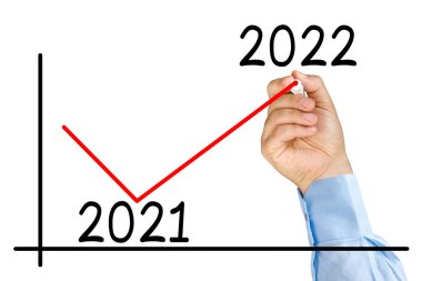 İşadamı el işareti iyileştirme grafiği 2022 yıl izole