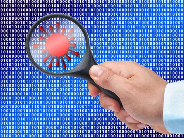 Siber Sahtekarlık Tespit Konsepti Hacker Bilgisayar Siber Virüsü Tespit Edilirken — Stok fotoğraf