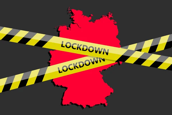 Ταινία Κλειδώματος Πάνω Από Γερμανική Κρατική Σιλουέτα Απειλή Από Τον — Διανυσματικό Αρχείο
