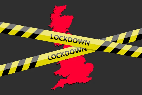 Ταινία Κλειδώματος Πάνω Από Βρετανική Κρατική Σιλουέτα Απειλή Από Τον — Διανυσματικό Αρχείο