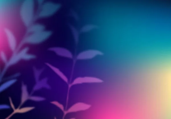 Vector Background with Silhouettes of Leaves and Colorful Gradient. 콜라주, 포스트, 포스터를 위한 장식적 인 삽화. 창조적 인 오버레이 효과 — 스톡 벡터
