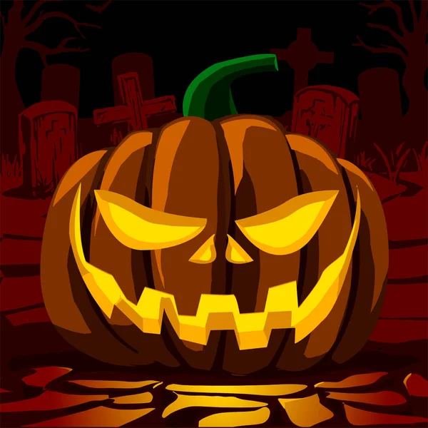 Halloween Pumpkin Cartoon Orange Pumpkin Smile Funny Face Main Symbol — Stock Vector
