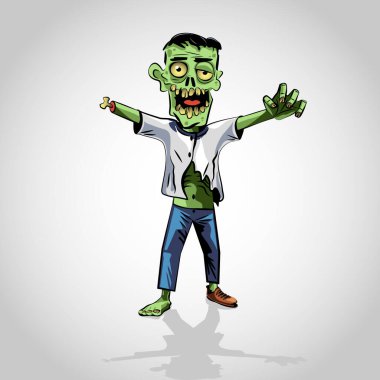 Zombi çizgi filmi, yürüyen ölü, komik cadılar bayramı canavarı,