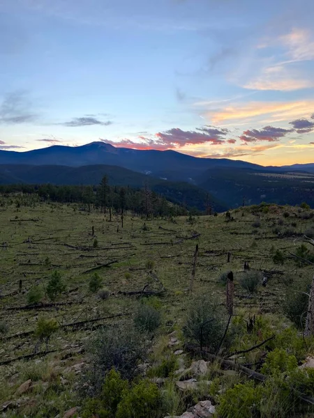 Barevný Západ Slunce Vrcholu Hory Pořízen Philmont Scout Ranch Během — Stock fotografie