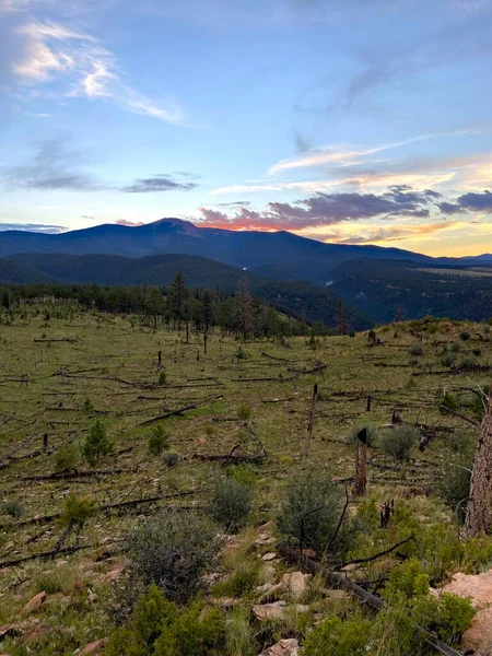 Barevný Západ Slunce Vrcholu Hory Pořízen Philmont Scout Ranch Během — Stock fotografie