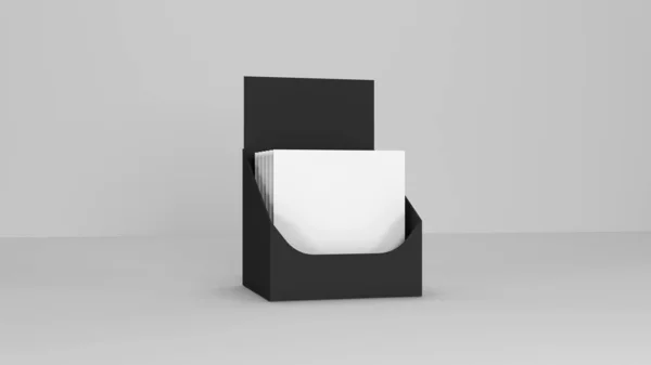 3D渲染中带有Sachets的产品Sachet盒分配器 — 图库照片