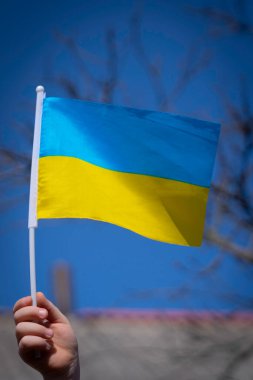 Kremenchug, Ukrayna - 04.01.2022. Çocuk, yaşamak istediği için üzgün. Birleşik Avrupa Rusya 'ya karşı. Dünya için umut. Endişe ve beklenti. Çocuk gözyaşları. Ukrayna 'yı Kaydet