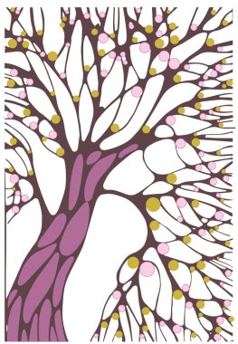Abstraction, wood in yellow-purple tones, branched structure.