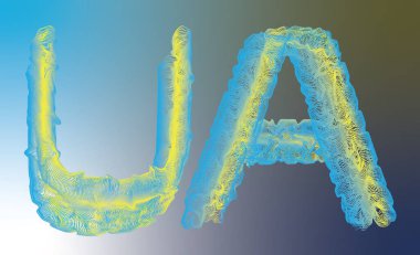 Ukrayna teması. Metin, kısaltma. Vatansever içerik. Kullanım: logo, çeşitli tanıtım ürünleri.