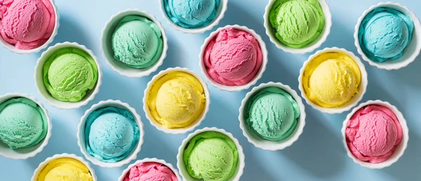 Colorful Ice Cream Balls Bright Background High Quality Photo — Stockfoto