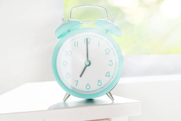 Circadian Rhythms Concept Alarm Clock Set Sun Rays Healthy Sleep — Stock Photo, Image