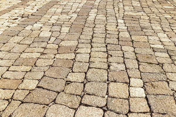Textura Pavimento Paralelepípedos Monocromática Fundo Calçada Antiga — Fotografia de Stock