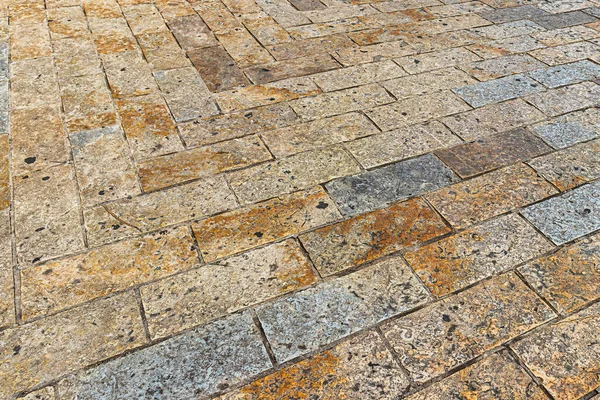 Textura Pavimento Paralelepípedos Monocromática Fundo Calçada Antiga — Fotografia de Stock