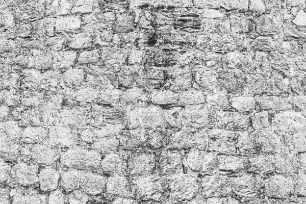 Textura Preta Branca Uma Antiga Parede Pedra Antiga — Fotografia de Stock